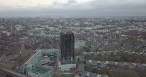 Circling Grenfell Tower Aerial Drone Shot From the Air