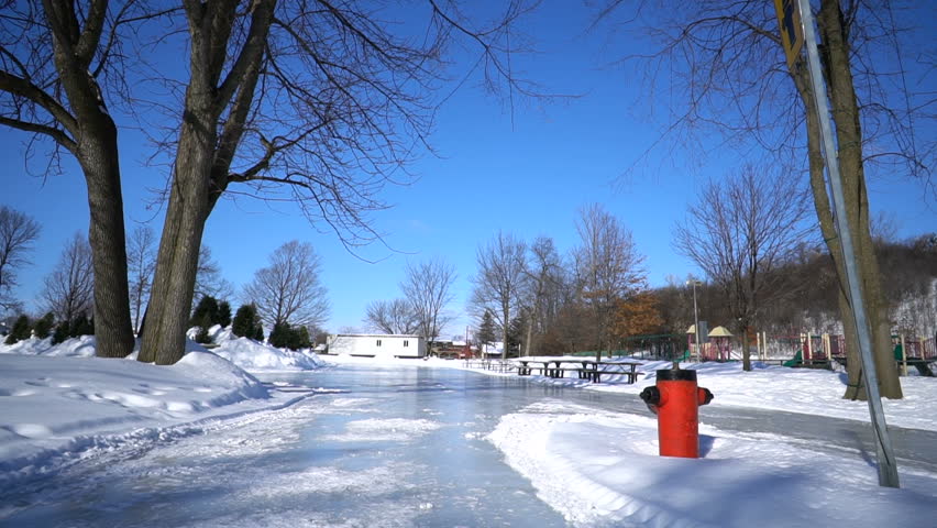 Icy Winter Nature in Centennial Park of West Island, Montreal, Canada 