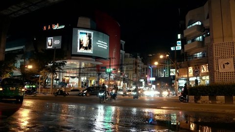 Bangkok, January 2018, night scenes of daily life in the big Asian city