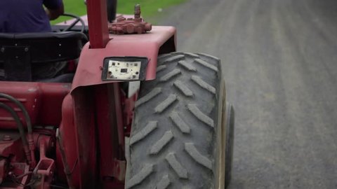 Tractor tire rolling in slow motion