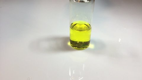 Precipitation reaction of lead chromate, between two solutions of lead chloride and potassium chromate