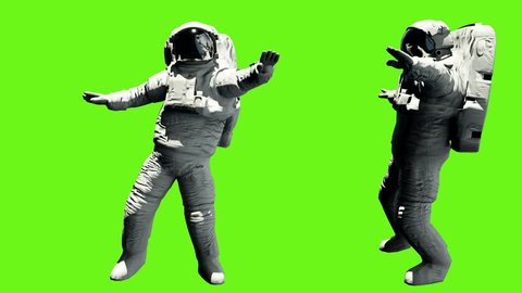 Astronaut dancing hip hop. Loopable animation on green screen. 4k.