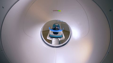 A view from inside of a working CT machine. 