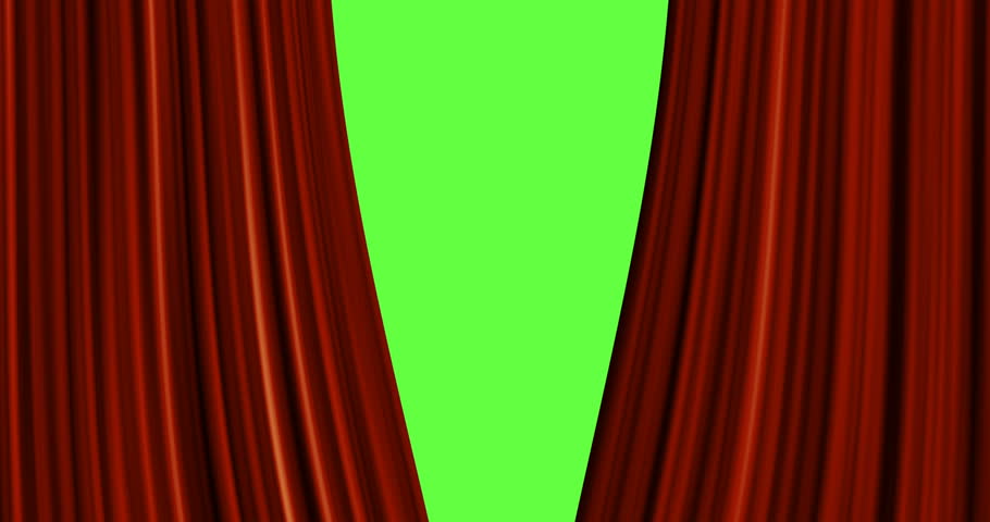 Animation of the opening red curtain from the fabric on a green background | Shutterstock HD Video #1007956087