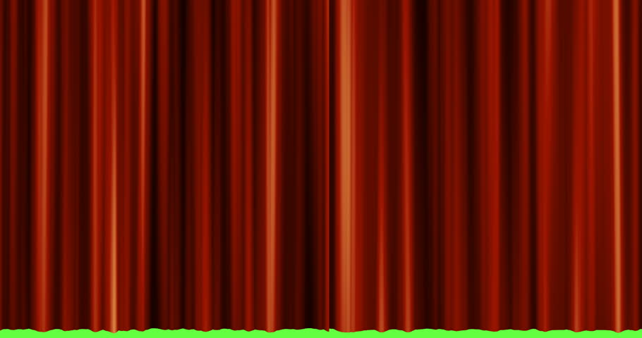 Animation of the opening red curtain from the fabric on a green background | Shutterstock HD Video #1007956093