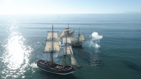 Tall Ship battle  reenactment on the high seas 