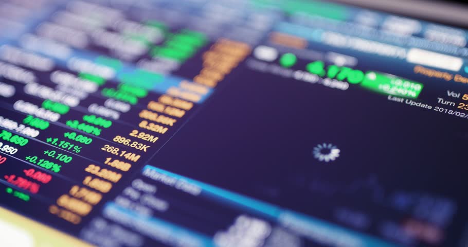 Stock market data on tablet computer