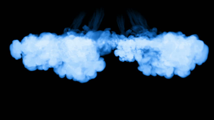 glowing blue ink inject in water on black background. 3d animation with luma matte as alpha channel in slow motion. Use for ink effect, transition or beautiful colorful background. V7