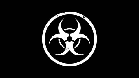 Oncoming. Radiation Biohazard Death Quarantine. Set Signs. Black Background. Motion Graphics.
