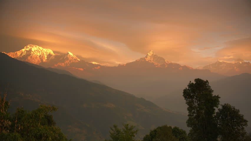 View on the Annapurna range from the village Dhampus, Annapurna base camp trek, Nepal, Asia.