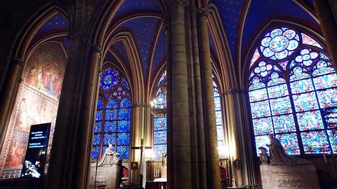 PARIS, FRANCE - circa JUN, 2017: Interior of the Notre Dame de Paris on september 25, 2013 in Paris. The cathedral of Notre Dame is one of the top tourist destinations in Paris