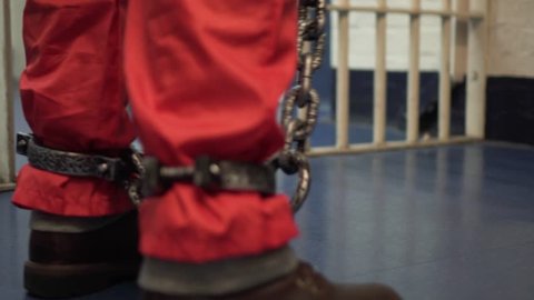 Prisoner In Cell, Cinematic Incarceration In Modern Prison, 4K Inmate Locked Up. 
