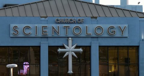 Los Angeles, CA-: November 15, 2016. Scientology blue headquarters building has been re-purposed from a 1928 hospital building. Scientology is known to preserve old buildings around Los Angeles. 