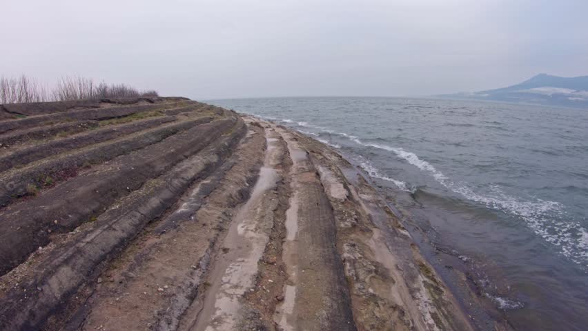 Walking on stairs at the sea
