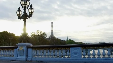 POINT OF VIEW: Walking on Pont Alexandre III over the river Seine. One of the main historical attractions of the French capital. Paris, France. Slow motion.
