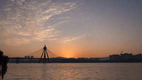 Time Lapse Sunrise at Han River in Seoul , South Korea.Effect Zoom in.
