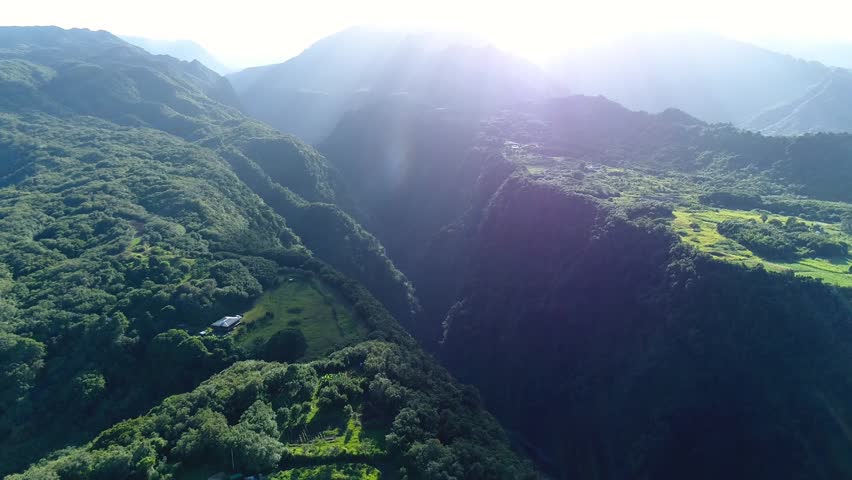 La Reunion drone aerial footage. Spectacular sceneries and volcanic fault lines of the Reunion Island in the Indian Ocean. Amazing Mountainscapes of the Reunion Island/ L'ile de la Reunion vue du ciel Royalty-Free Stock Footage #1008073873