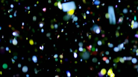 4K Falling Glitter Dollar Confetti bokeh slow motion (150fps) overlay on black background for wedding, romance, love, Valentines day projects. You can use in any editing program with blending modes.