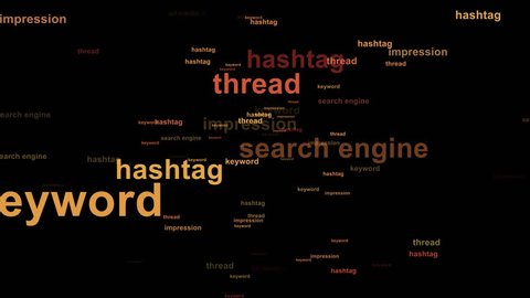 Word cloud / tag cloud / text array - web marketing words (more than 30 web marketing words, spreading animation)
black background - orange words 