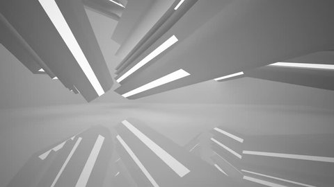Abstract white interior with neon lighting. 3D animation and rendering. 
