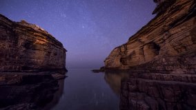 Rocky Coast Star Trail Time Lapse with Milkyway