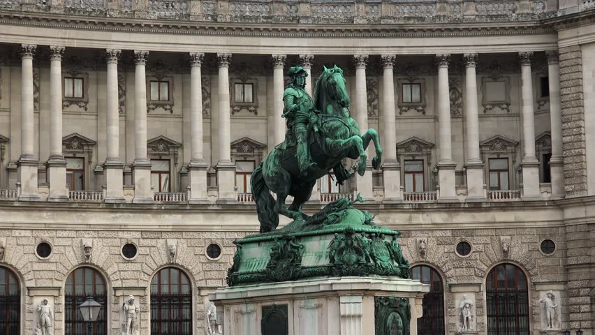 Monument to Prince Eugene of Savoy in the Hofburg. Vienna, Austria. Shot in 4K (ultra-high definition (UHD)).