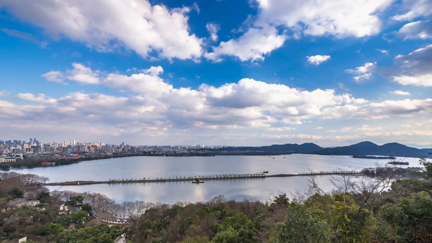 timelapse of west lake  in hangzhou china