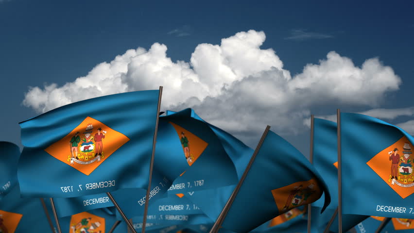 Waving Delaware State Flags (seamless & alpha channel) 3d rendering