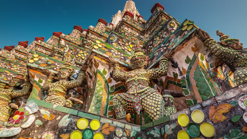 colored details of bangkok famous temple decoration 4k time lapse thailand Royalty-Free Stock Footage #1008130576