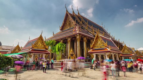 BANGKOK, THAILAND - JANUARY 2016: day bangkok famous temple of the emerald buddha 4k timelapse circa january 2016 bangkok, thailand.