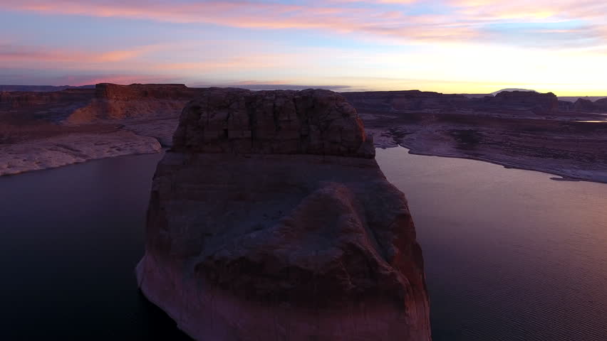 Incredible aerial views of Lone Rock National Recreation Area on Lake Powell. Utah USA