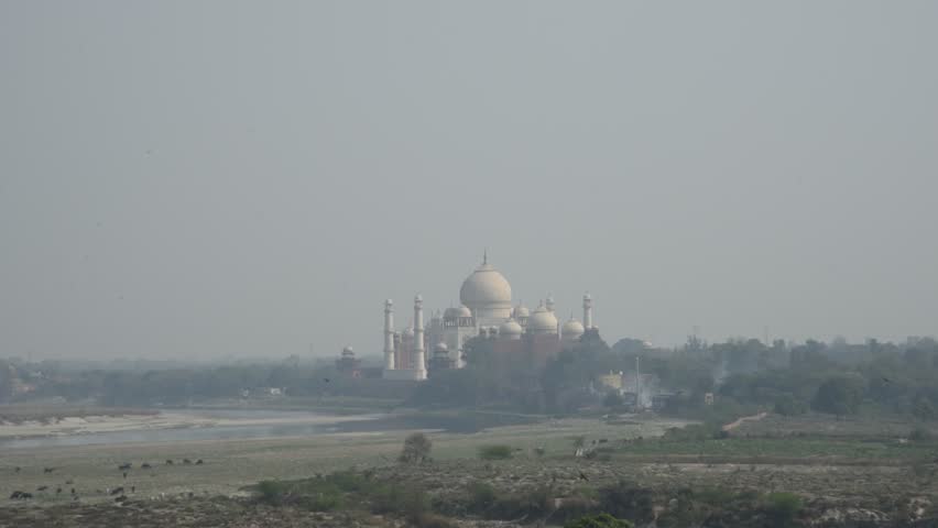The Taj Mahal view from Red Fort,  Agra, Uttar Pradesh, India.