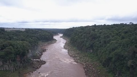 Aerial view of Iguazu Falls, on the border of Brazil and Argentina