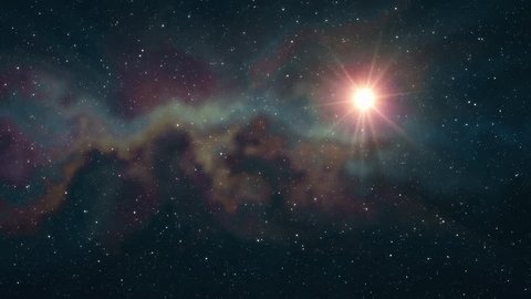 lone big star flickering in soft moving nebula