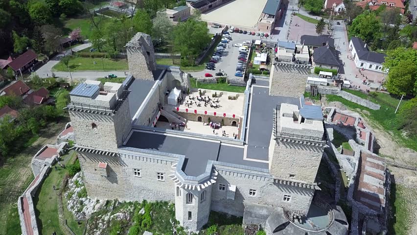 aerial view of Fortress Diosgyor in Miskolc, Aerial video shows the castle of Diosgyor near Miskolc, Hungary