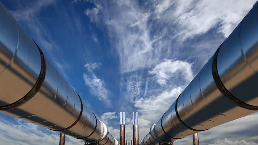 2 oil pipelines under blue sky with clouds | Shutterstock HD Video #1008163009