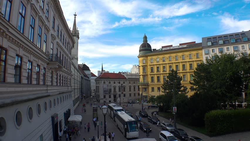 Vienna. Old Wien. City center. Architecture, old houses, streets and neighborhoods. Austria. 4K.