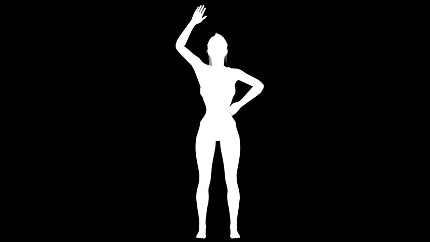 White silhouette of a girl engaged in aerobics. Loop animation. Alpha channel. | Shutterstock HD Video #1008188170