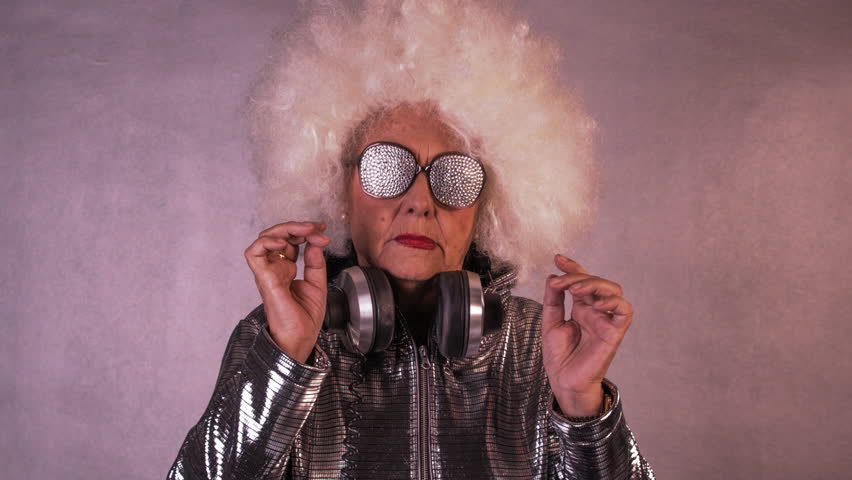 amazing grandma disco dancer older lady Stok Videosu (%100 Telifsiz) 100818...