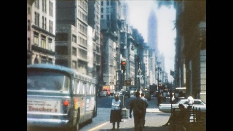 New York 1960s: View of historical Empire State Building, the Art Deco skyscr