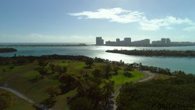 Aerial video Biscayne Bay nature preserve Miami Florida USA