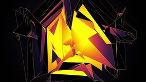 Beautiful Abstract Multicolored Polygonal Surface Moving In Animation. Dark Triangles Motion On The Black Background. Three Variations.
