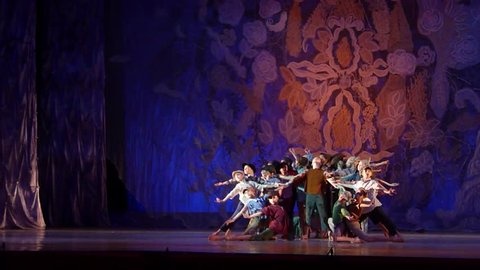 DNIPRO, UKRAINE - JANUARY 8, 2018: Unidentified Children, ages 8-12 years old, perform  The Luxembourg Garden at State Opera and Ballet Theatre.  

