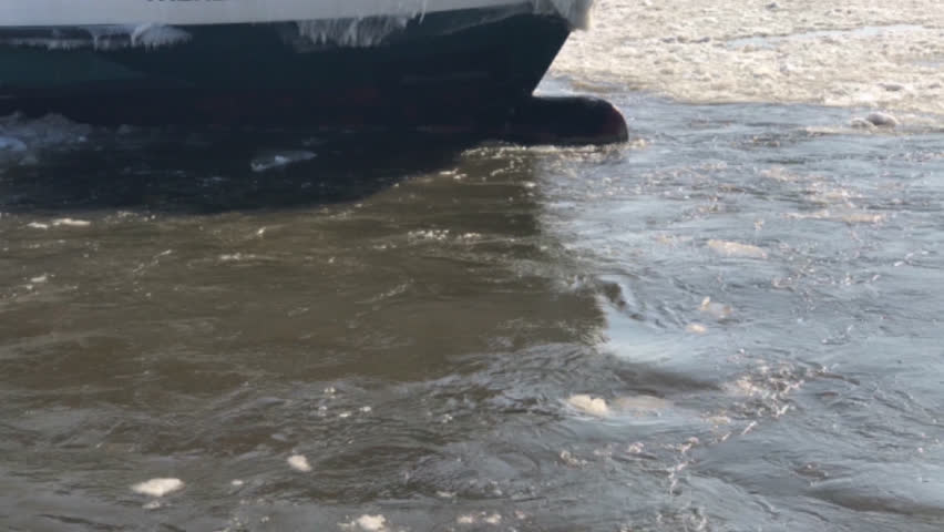 Ice breaker on frost patrol in the port of Hamburg 