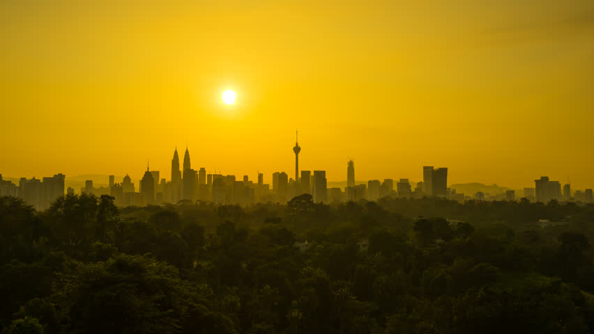 4k ProRes time lapse silhouette of Kuala Lumpur city in golden hours during sunrise. | Shutterstock HD Video #1008225352