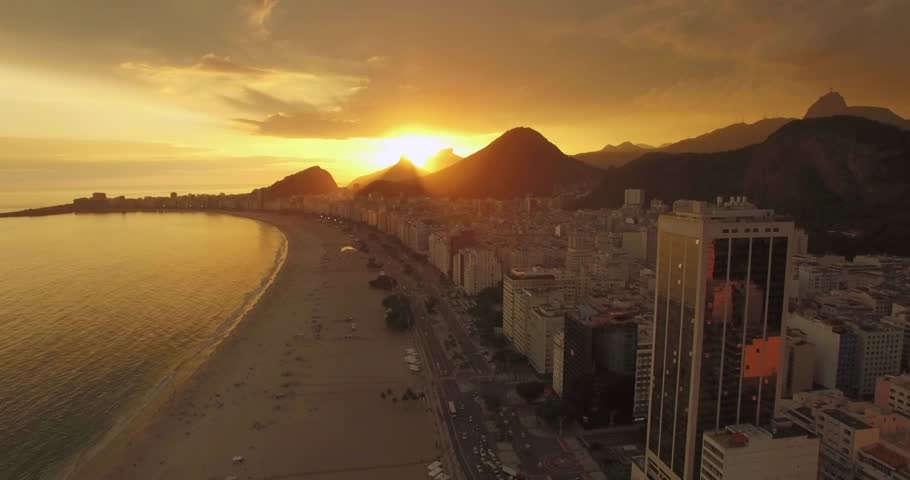 Sunset Aerial Copacabana Beach Rio Stock Footage Video 100 Royalty Free Shutterstock