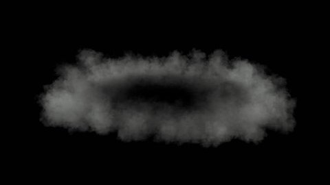 Smoke from rocket launch / lift off smoke / shockwave smoke. Low density. Separated on pure black background, contains alpha channel.
