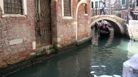 VENICE, ITALY - SEPTEMBER 28, 2017: Sunny day on the city channel