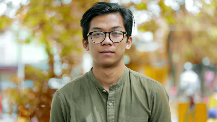 Portrait of handsome south east asian happy young man smiling and laughing on camera in the park with three kind of tones Royalty-Free Stock Footage #1008244447