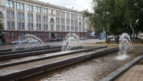 MINSK/BELARUS – JUNE 15, 2017:  Monuments and fountains in summer Minsk. Parks, outdoor